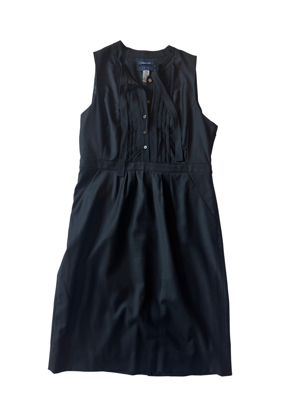 Sleeveless Black Women's Dress with Pintuck Bodice